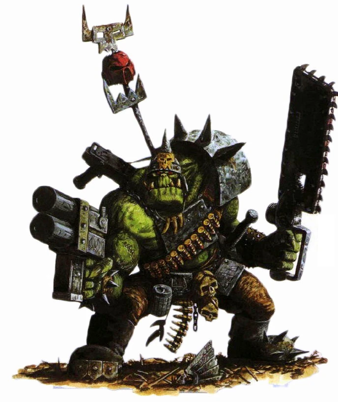 Un Ork Nob avec un bannière