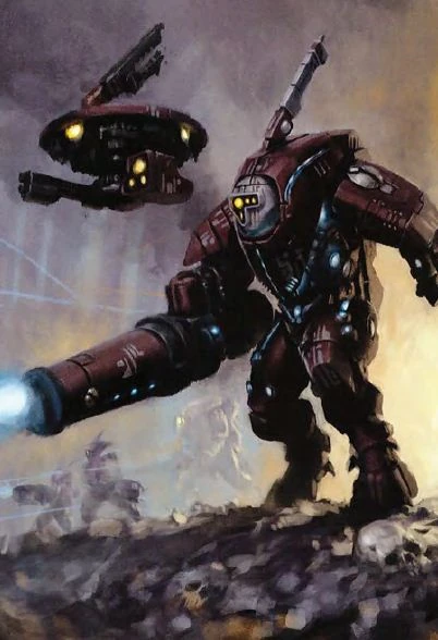 Une armure de bombat "Stealth" et son drone marqueur