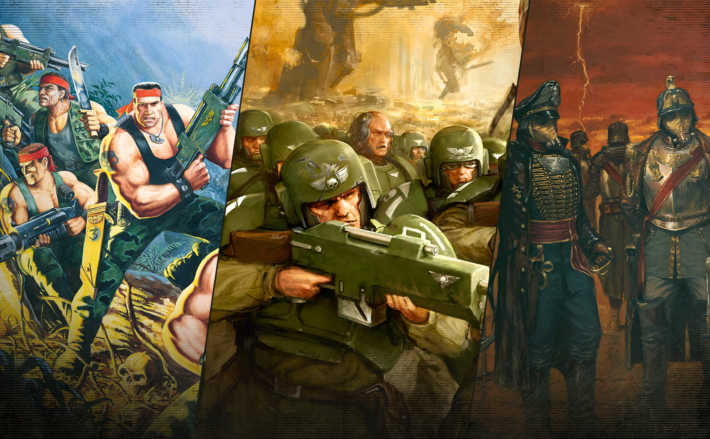 Exemple de forces de la garde impériale (Catachans, Caridens, Soldats de Krieg)